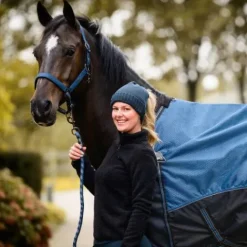 Best Bonnet doublé Teddie Petrol Blue - - Ouverture pour cheveux Bonnets Et Écharpes D'Équitation