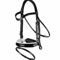 Outlet Bridon avec double muserolle large vernie blanc Working Collection - Dy'on Bridons Et Brides·Bridon Anatomique