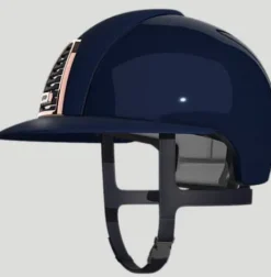 Hot Casque CROMO 2.0 Polish Bleu Rose Gold visière POLO - ITALIA Femme Protections De Tête·Casques D'équitation|Tenue D'Équitation Femme·Casques D'équitation Femme