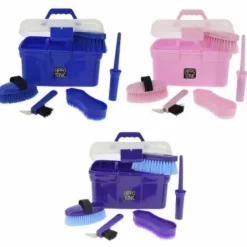Outlet Coffre de pansage complet avec brosses Rose - Hippotonic Boîtes Et Kits De Pansage