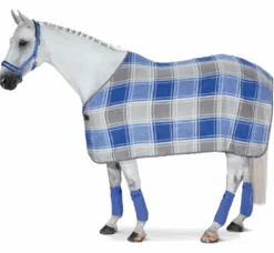 New Couverture séchante Dralon Ecossais Bleu et gris - Chemises Cheval