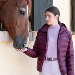 Hot Doudoune Bordeaux en duvet d'oie Femme Tenue D'Équitation Femme·Parka, Blouson, Doudoune