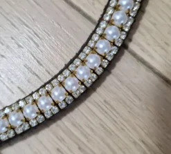 Frontal en perles et strass blancs Bridons Et Brides·Frontal