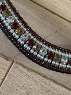 Hot Frontal en strass cognac et perles Bridons Et Brides·Frontal