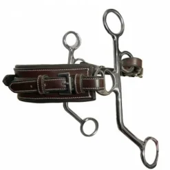 Hot Hackamore cuir branches longues nez rectangle - Jump'in - Cuir havane Mors Et Embouchures