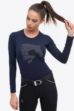 Sale Haut d'équitation en coton à manches lounges - Femme Tenue D'Équitation Femme·T-Shirts équitation Femme|Tenue D'Équitation Femme·Polos Et Chemises