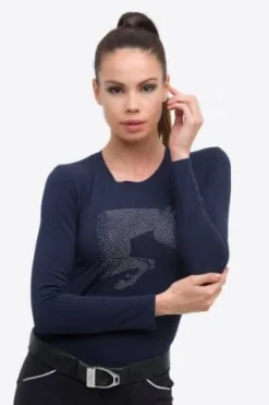 Sale Haut d'équitation en coton à manches lounges - Femme Tenue D'Équitation Femme·T-Shirts équitation Femme|Tenue D'Équitation Femme·Polos Et Chemises