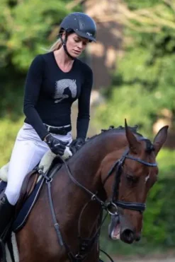 Sale Haut d'équitation en coton à manches lounges - Femme Tenue D'Équitation Femme·T-Shirts équitation Femme|Tenue D'Équitation Femme·Polos Et Chemises