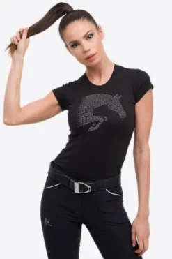 Haut d'équitation en coton à manches courtes - Femme Tenue D'Équitation Femme·T-Shirts équitation Femme|Tenue D'Équitation Femme·Polos Et Chemises