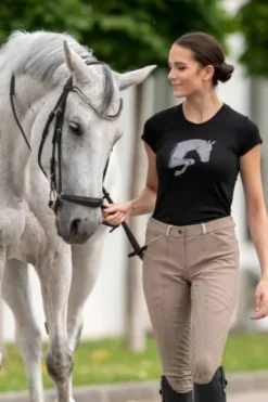 Haut d'équitation en coton à manches courtes - Femme Tenue D'Équitation Femme·T-Shirts équitation Femme|Tenue D'Équitation Femme·Polos Et Chemises