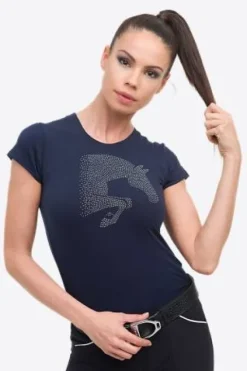 Haut d'équitation en coton à manches courtes - Femme Tenue D'Équitation Femme·T-Shirts équitation Femme|Tenue D'Équitation Femme·Polos Et Chemises