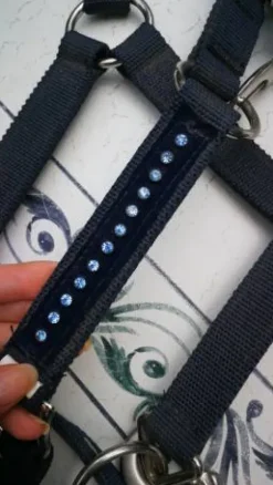 Discount Licol bleu marine à strasse Licols Et Longes