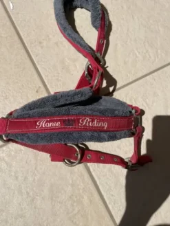 Discount Licol rouge avec moumoute grise Licols Et Longes