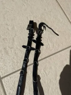 Clearance Paire de rênes noir avec annaux d'enrênements poney Rênes·Rênes Anti-dérapantes