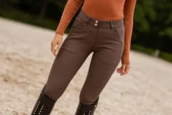 Online Pantalon Elite Knee Grip - Mid Brown Femme Tenue D'Équitation Femme·Pantalons Femme