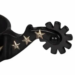 Sale Éperons noirs 6 étoiles western - Fer noir Éperons Western|Eperons