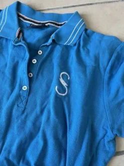 Outlet Polo bleu turquoise stationata Femme Tenue D'Équitation Femme·Polos Et Chemises