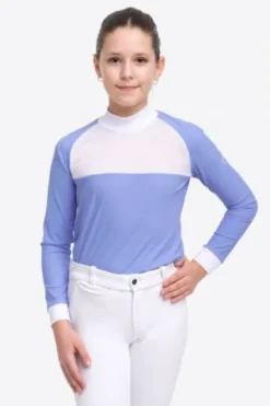 Sale Polo de concours équestre BABY BLUE MESH KIDS - - Manches longues Enfant Les Jeunes En Concours|Les Enfants En Concours