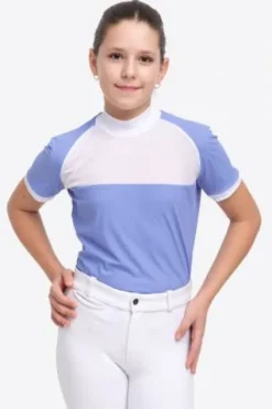 Best Polo de concours équestre BABY BLUE MESH KIDS - - Manches courtes Enfant Les Jeunes En Concours|Les Enfants En Concours