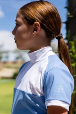 Best Polo de concours équestre BABY BLUE MESH KIDS - - Manches courtes Enfant Les Jeunes En Concours|Les Enfants En Concours