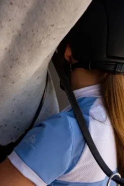 Best Polo de concours équestre BABY BLUE MESH KIDS - - Manches courtes Enfant Les Jeunes En Concours|Les Enfants En Concours