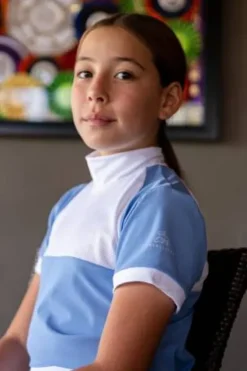 Best Polo de concours équestre BABY BLUE MESH KIDS - - Manches courtes Enfant Les Jeunes En Concours|Les Enfants En Concours