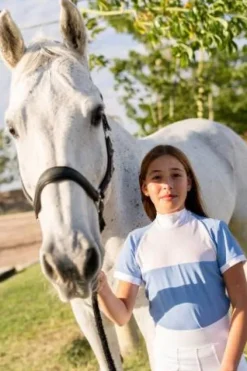 Best Polo de concours équestre BABY BLUE MESH KIDS - - Manches courtes Enfant Les Jeunes En Concours|Les Enfants En Concours