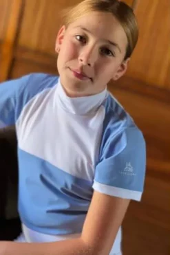 Best Polo de concours équestre BABY BLUE MESH KIDS - - Manches courtes Enfant Les Jeunes En Concours|Les Enfants En Concours