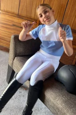 Best Polo de concours équestre BABY BLUE MESH KIDS - - Manches courtes Enfant Les Jeunes En Concours|Les Enfants En Concours