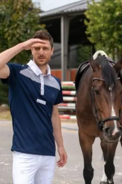 Outlet Polo de concours équestre MOSAIC - - Manches courtes Homme Le Cavalier En Concours|L'Homme En Concours