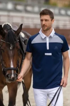 Outlet Polo de concours équestre MOSAIC - - Manches courtes Homme Le Cavalier En Concours|L'Homme En Concours