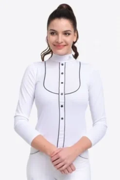 Hot Polo de concours équestre GENTLE RIVER - - Manches longues Femme La Cavalière En Concours|La Femme En Concours