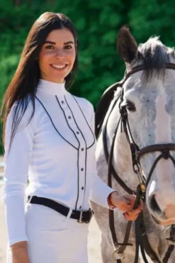 Hot Polo de concours équestre GENTLE RIVER - - Manches longues Femme La Cavalière En Concours|La Femme En Concours