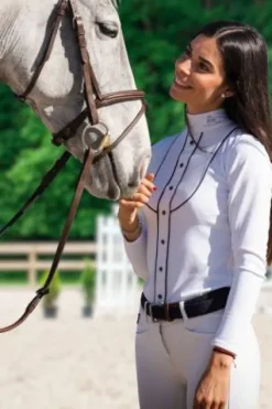 Hot Polo de concours équestre GENTLE RIVER - - Manches longues Femme La Cavalière En Concours|La Femme En Concours
