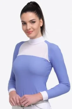 Sale Polo de concours équestre BABY BLUE MESH - - Manches longues Femme La Cavalière En Concours|La Femme En Concours