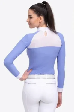Sale Polo de concours équestre BABY BLUE MESH - - Manches longues Femme La Cavalière En Concours|La Femme En Concours