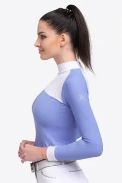 Sale Polo de concours équestre BABY BLUE MESH - - Manches longues Femme La Cavalière En Concours|La Femme En Concours