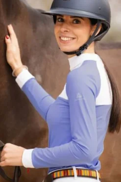 Sale Polo de concours équestre BABY BLUE MESH - - Manches longues Femme La Cavalière En Concours|La Femme En Concours