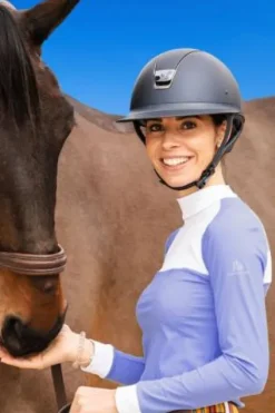 Sale Polo de concours équestre BABY BLUE MESH - - Manches longues Femme La Cavalière En Concours|La Femme En Concours