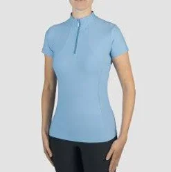 New Polo technique manches courtes zip paillettes - - Tissu respirant Femme Tenue D'Équitation Femme·Polos Et Chemises