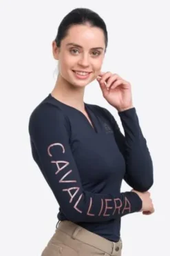 Online Polo technique manches longues Rose Gold - - Performance Femme Tenue D'Équitation Femme·Polos Et Chemises