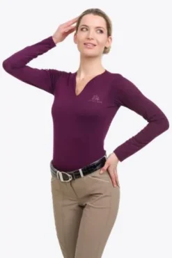 Online Polo technique manches longues Rose Gold - - Performance Femme Tenue D'Équitation Femme·Polos Et Chemises