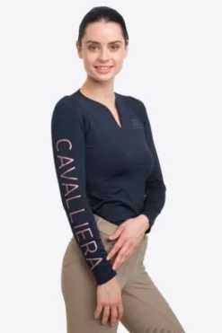 Online Polo technique manches longues Rose Gold - - Performance Femme Tenue D'Équitation Femme·Polos Et Chemises