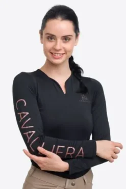 Online Polo technique manches longues Rose Gold - - Performance Femme Tenue D'Équitation Femme·Polos Et Chemises