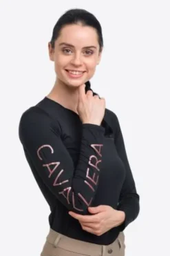 Online Polo technique manches longues Rose Gold - - Performance Femme Tenue D'Équitation Femme·Polos Et Chemises