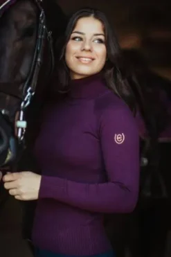 Best Pull coll roulé Purple Gold - Femme Tenue D'Équitation Femme·Sweat Shirt, Polaire Et Pull Femme