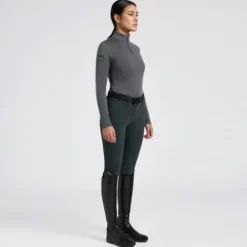 Hot Sous-pull technique zippé en laine Anthracite - Femme Tenue D'Équitation Femme·Polos Et Chemises