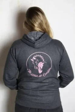 Discount Sweat à capuche Gris Adulte / Enfant Enfant Tenue D'Équitation Enfant·Sweat Shirt, Polaire Et Pull Enfant