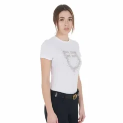 Tee-shirt slim fit strass rosegold - Femme Tenue D'Équitation Femme·T-Shirts équitation Femme