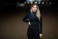 Clearance Top manches longues Air Breeze Black Gold - Femme Tenue D'Équitation Femme·Polos Et Chemises